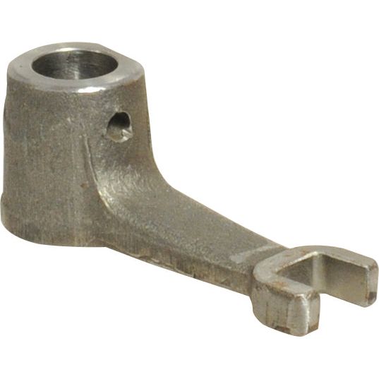 The Selector Fork from Sparex (Part No. S.108244) is a metal mechanical part with a cylindrical top, a hole in the upper side, and a flattened fork-like end. This component is compatible with Fiat 780 models and replaces Fiat part number 4996248 from Sparex.