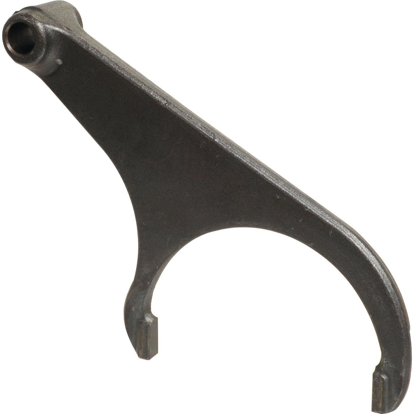 The Selector Fork, bearing Sparex Part No. S.108269 from the brand Sparex, is a metal shift fork for transmission systems featuring a curved design with a circular end and a straight arm. It is suitable as a replacement for New Holland models.