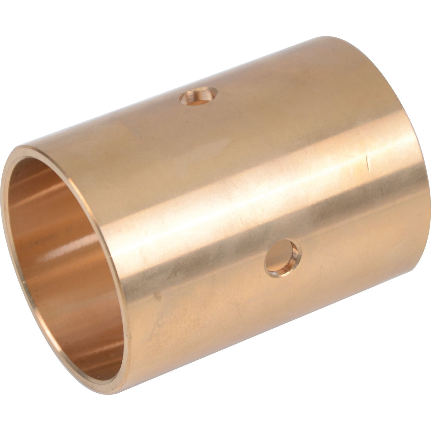 The Sparex Bush (Part No. S.108347) is a cylindrical brass bushing with two holes drilled into its sides, designed specifically to fit the hydraulic cross shaft of a Fiat 45-66.