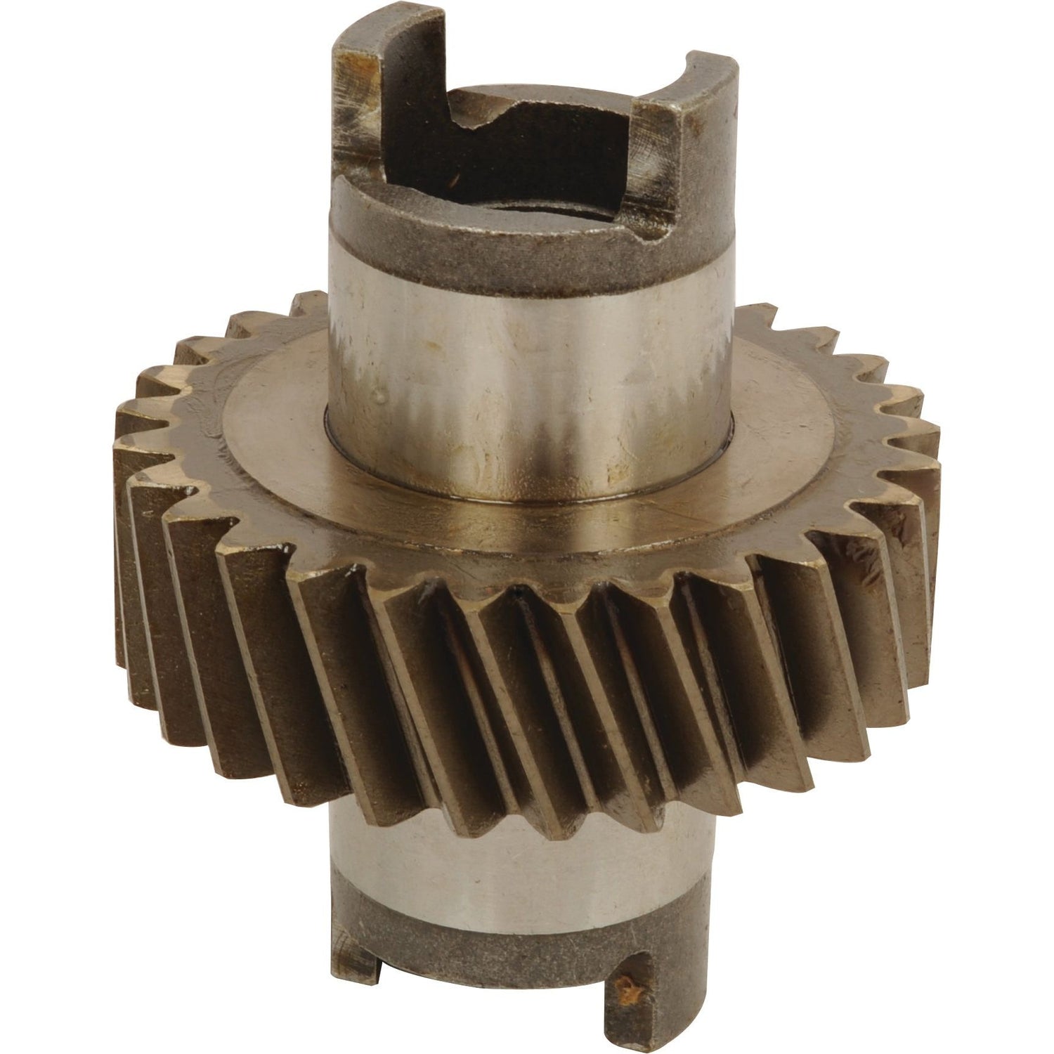 A close-up of the Hydraulic Pump Gear | Sparex Part No.S.108373 by Sparex, featuring interlocking teeth and a hollow cylindrical shaft extending through the center.