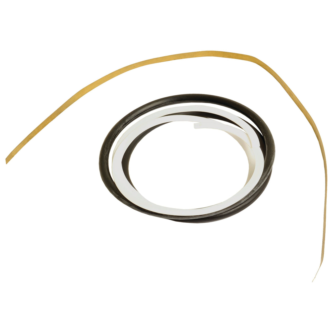 A coiled strip of adhesive tape with a white backing and a partially removed brown liner, resembling the precision you’d find in the Sparex Hydraulic Teflon & Seal Kit | Sparex Part No.S.108387.