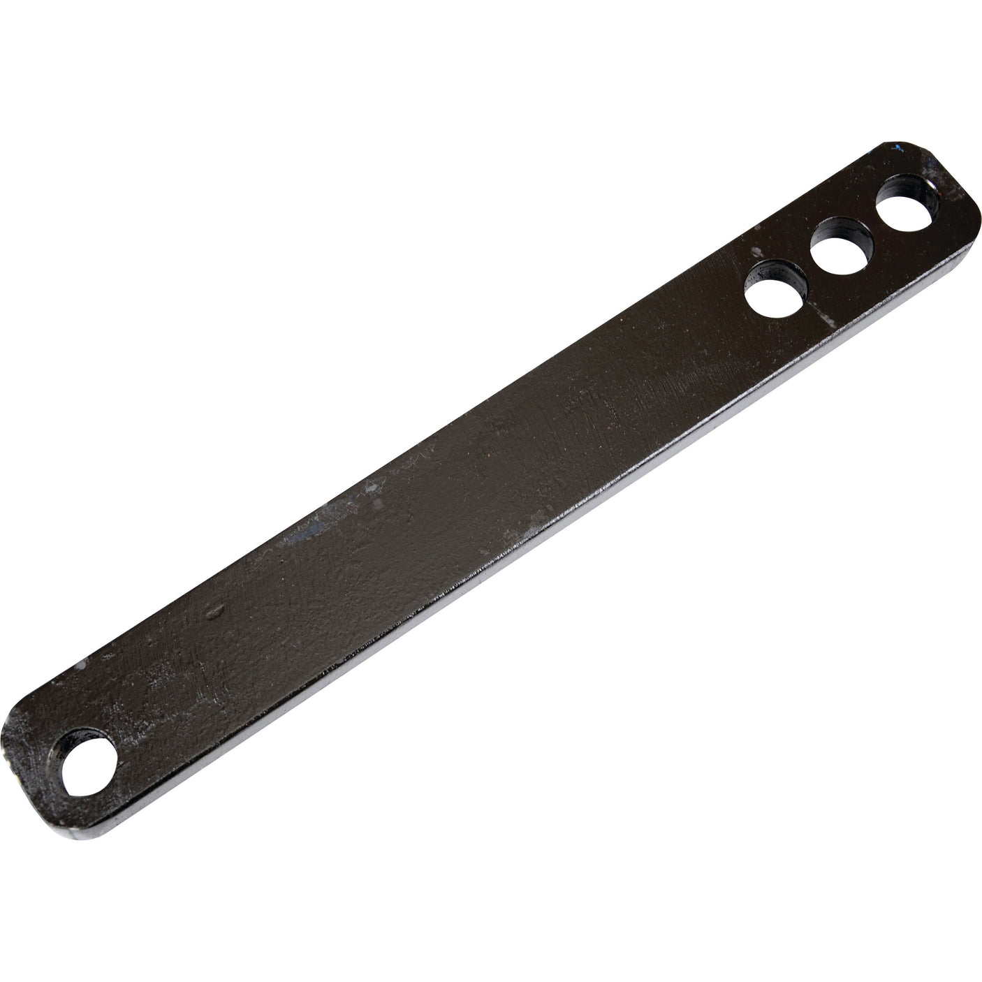 The Bracket | Sparex Part No.S.108614 from Sparex is a rectangular metal bar featuring three round holes on one end and two on the other, designed for industrial or mechanical use, and often serves as a tractor bracket compatible with Case IH International Harvester machinery.