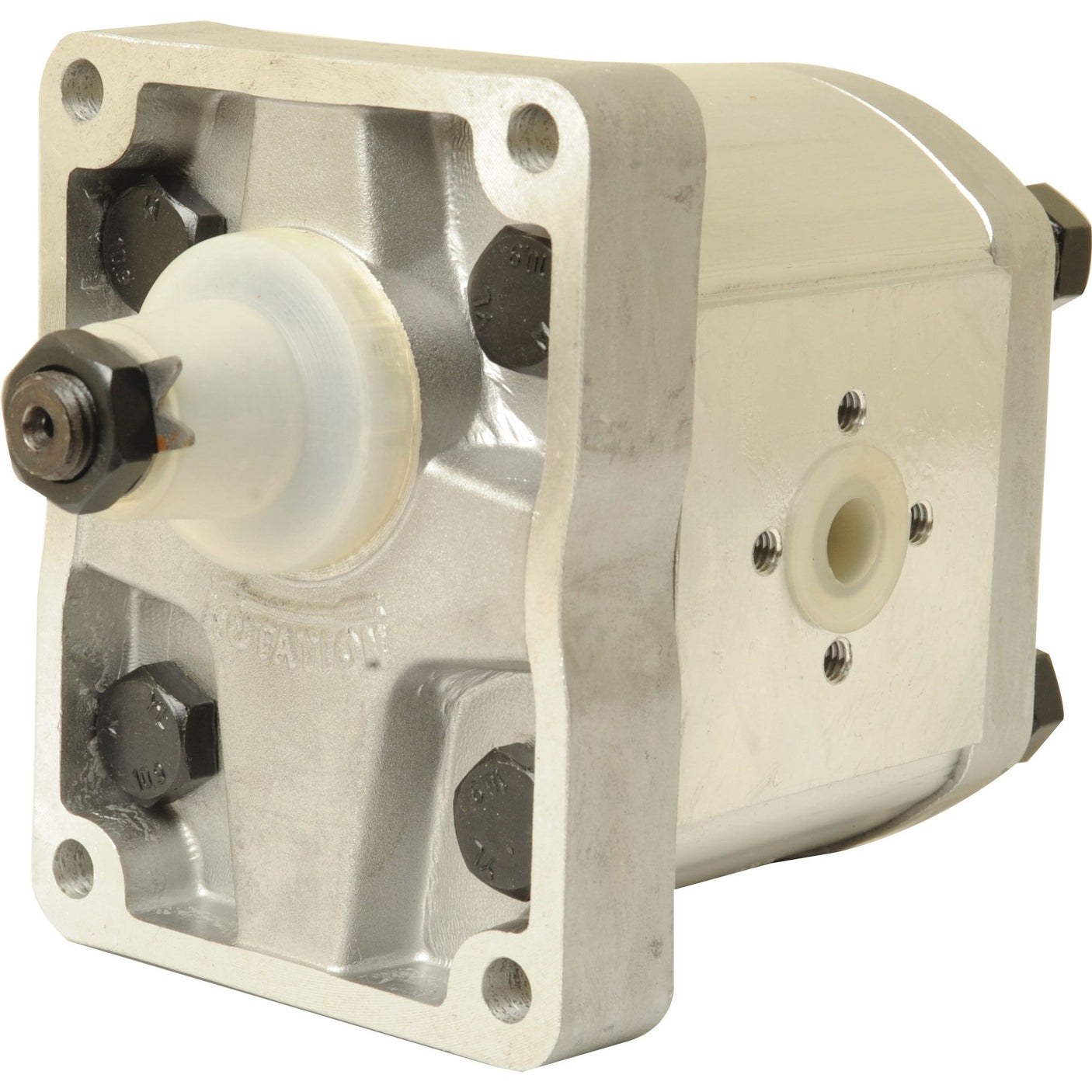 A close-up view of the Sparex S.108641 hydraulic pump with a metal body and visible connectors, compatible with Case IH / International Harvester machinery.