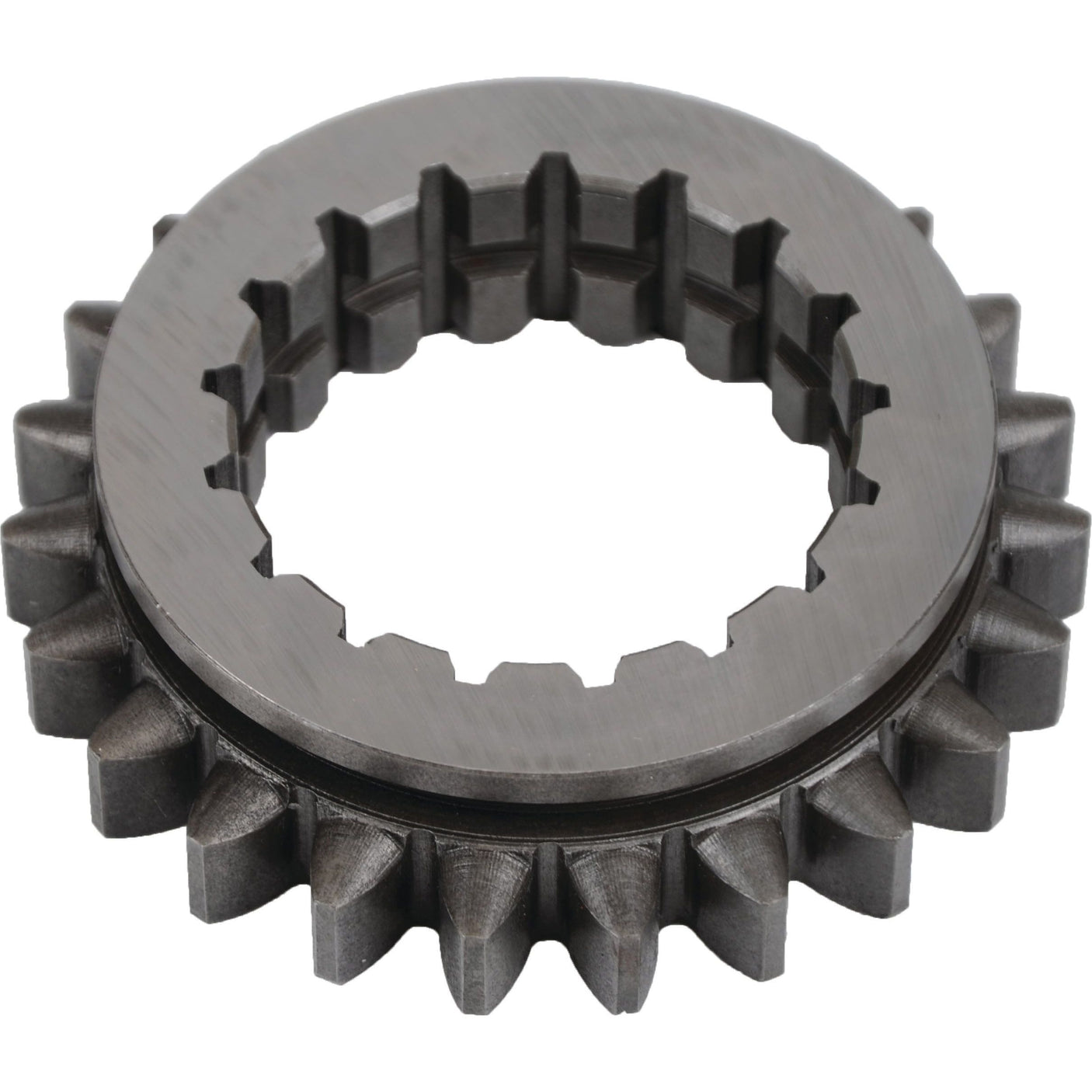 Close-up view of a Sparex Transmission Gear (Sparex Part No. S.108651) with outward-facing teeth and a central slot for fitting onto a shaft, compatible with Case IH applications.