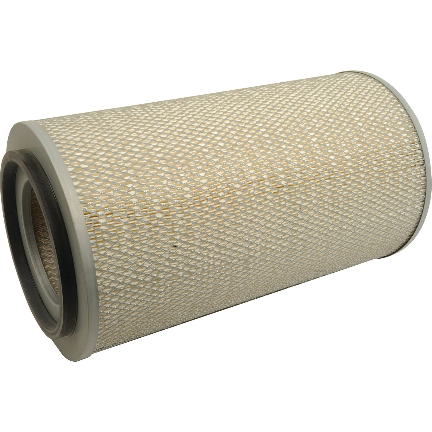 Sparex Air Filter - Outer - AF1929 (Sparex Part No. S.108748) features a beige mesh exterior and a gray rubber gasket at each end, compatible with Deutz-Fahr machinery.