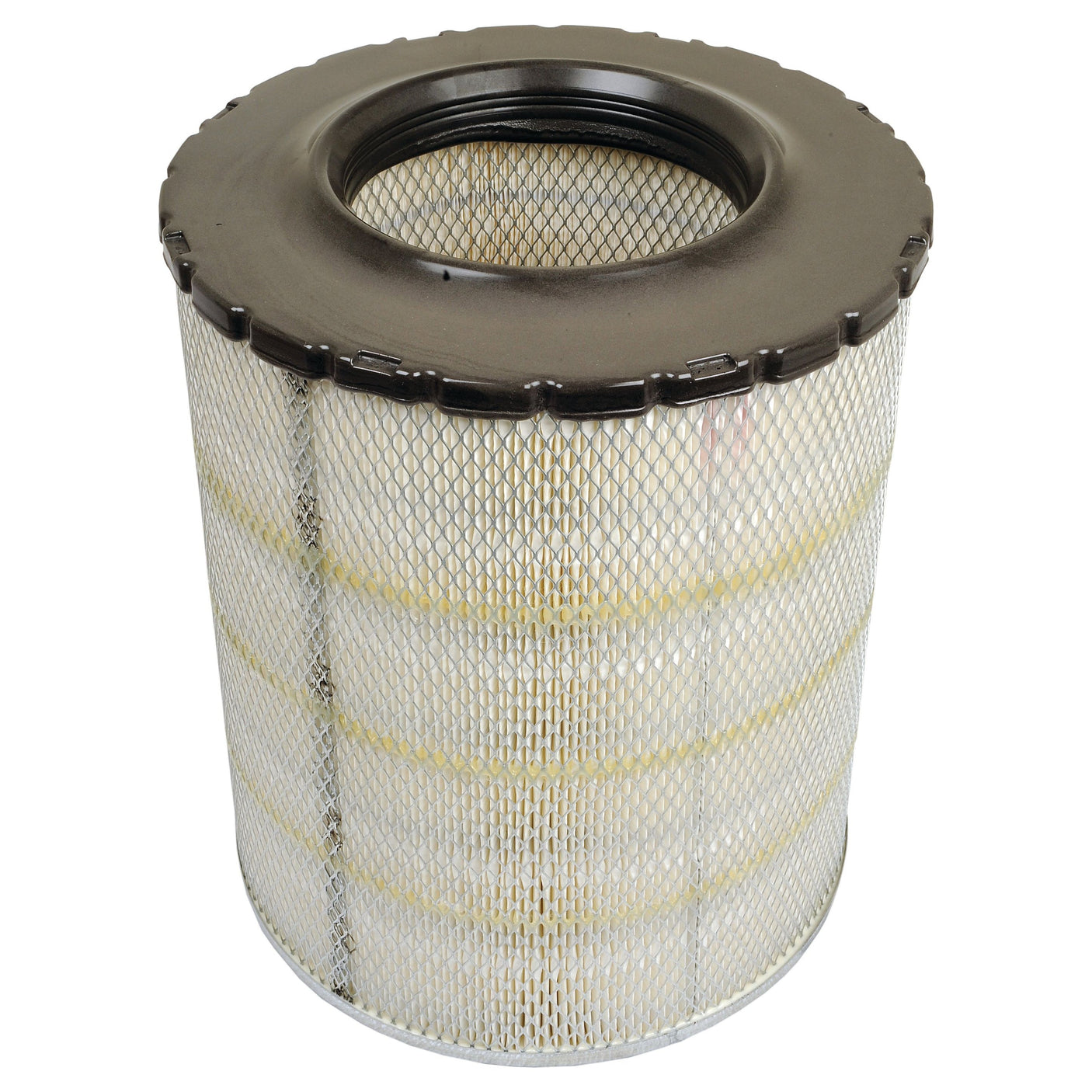 The Sparex Air Filter - Outer - AF25125M (Sparex Part No. S.108755) features a cylindrical design with a black top, metal mesh sides, and a circular opening in the center.