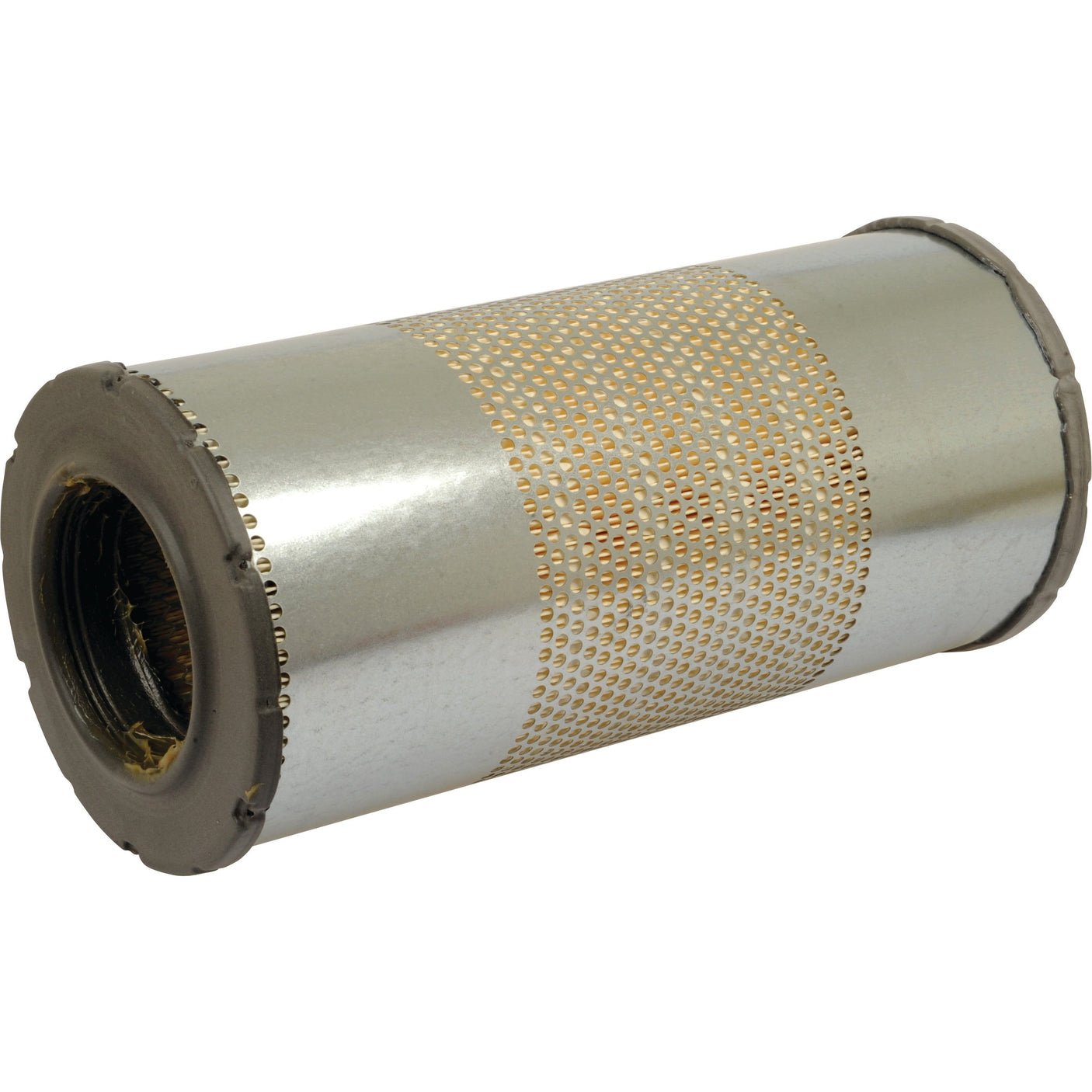 The Sparex Air Filter - Outer - AF25292 (Sparex Part No. S.108762) is a cylindrical metallic mesh filter with ends covered in dark material, designed to effectively filter particles from fluids or gases.