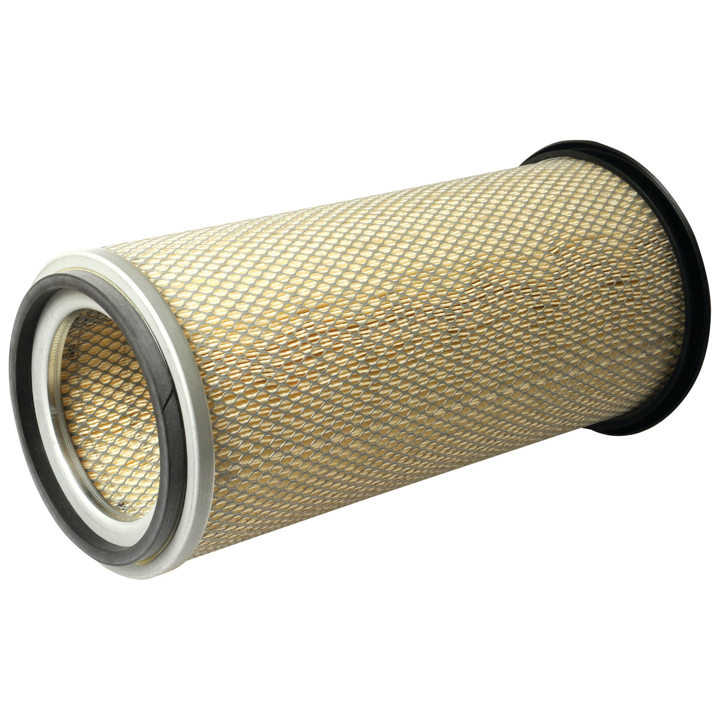 The Sparex Air Filter - Outer - AF25349 (Sparex Part No. S.108768) features a cylindrical design, a metal mesh exterior, and rubber sealing rings on both ends.