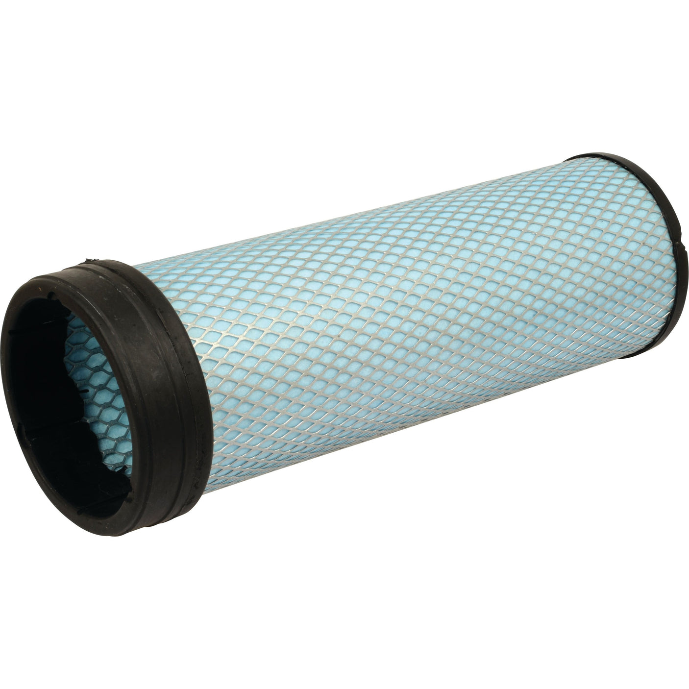 Image of a cylindrical HVAC air filter with a black rubber frame on each end and a blue mesh surface, identified as the Sparex Air Filter - Inner - AF25413 (Sparex Part No. S.108773).