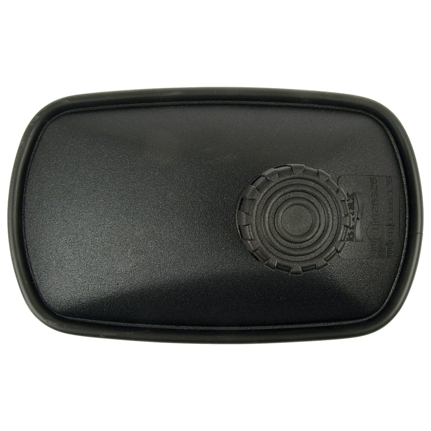 A black rectangular device with a textured circular design and raised prongs on one side, similar to a car mirror adjustment control, fits the Britax 7182.201.A model and matches the description of the Sparex Mirror Head - Rectangular, Convex, 270 x 172mm, RH & LH - S.10877.