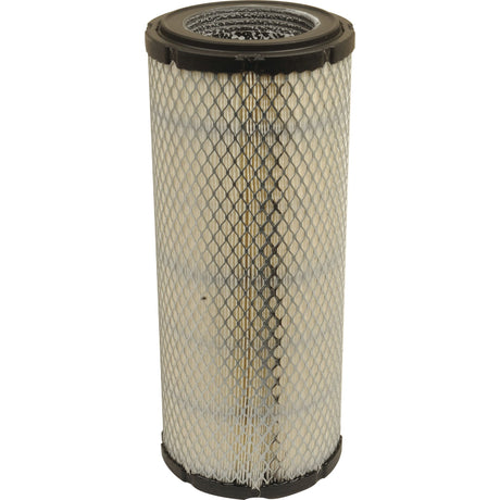 The Sparex Air Filter - Outer - AF25555 (Sparex Part No.S.108792) features a cylindrical design, complete with a metal mesh exterior and rubber end caps, and is vertically positioned for optimal performance.