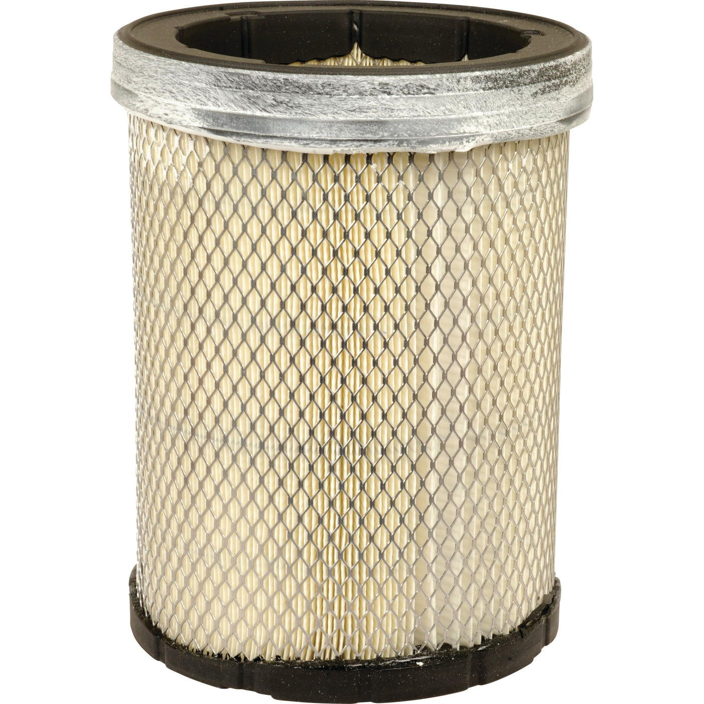 The Sparex Air Filter - Inner - AF25701 (Sparex Part No. S.108809) is a cylindrical air filter featuring a wire mesh exterior and pleated paper interior, meticulously designed for use in engines or HVAC systems. This reliable filter is also compatible as the Case IH Inner Filter, ensuring optimal performance and longevity.