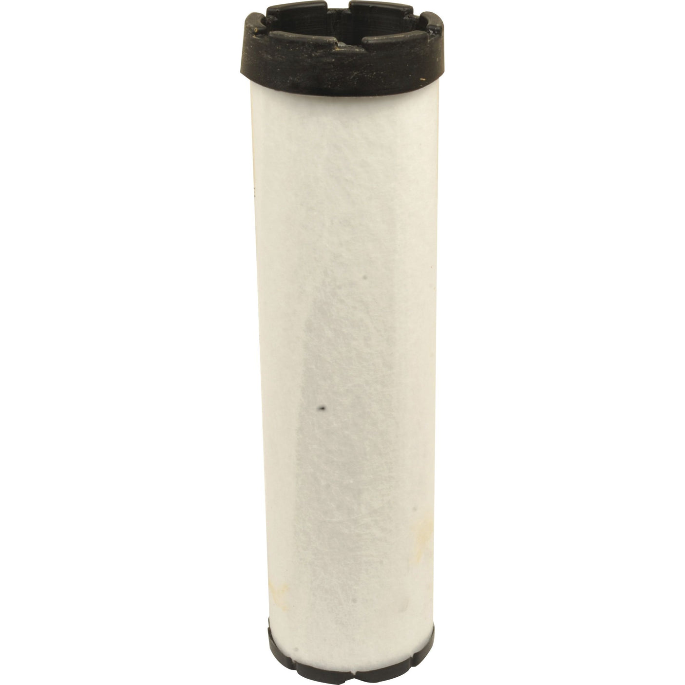 A cylindrical water filter cartridge with a black top and bottom cap, comparable in durability to the Sparex Air Filter - Inner - AF25794 (Sparex Part No.S.108825).