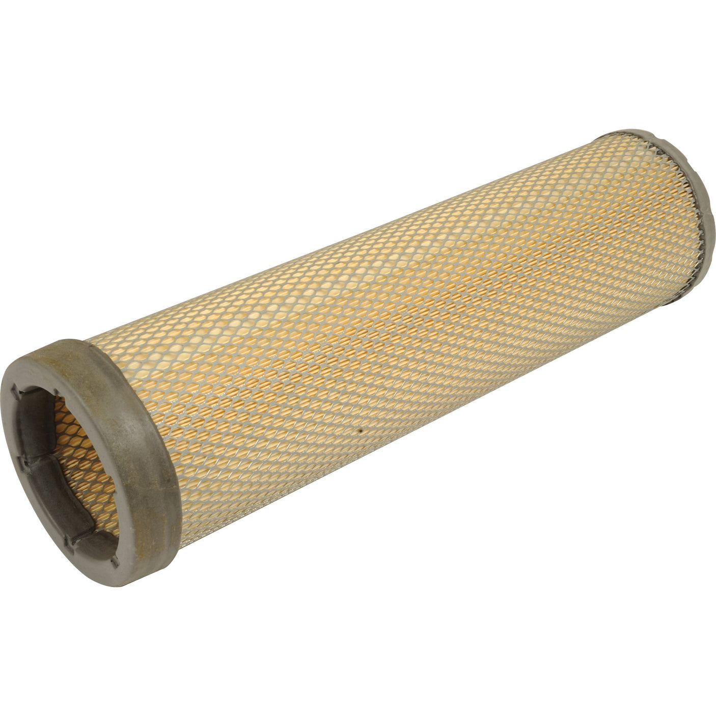 A horizontally positioned, cylindrical Fleetguard air filter with mesh covering and gray rubber ends, marketed as the Sparex Air Filter - Inner - AF26114 (Sparex Part No. S.108841).