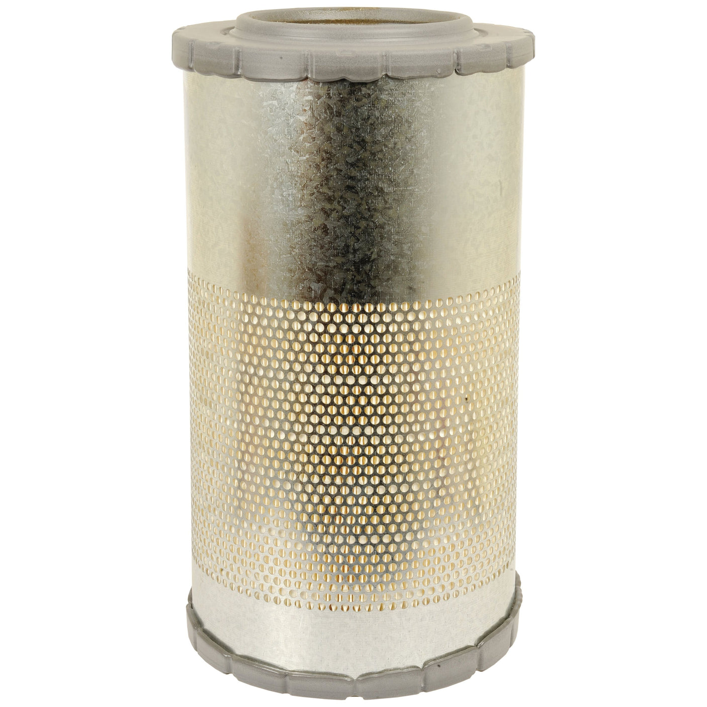 The Sparex Air Filter - Outer - AF26275, also known as Sparex Part No. S.108862, is a cylindrical metal air filter featuring a perforated surface and solid end caps, suitable for industrial or automotive applications.