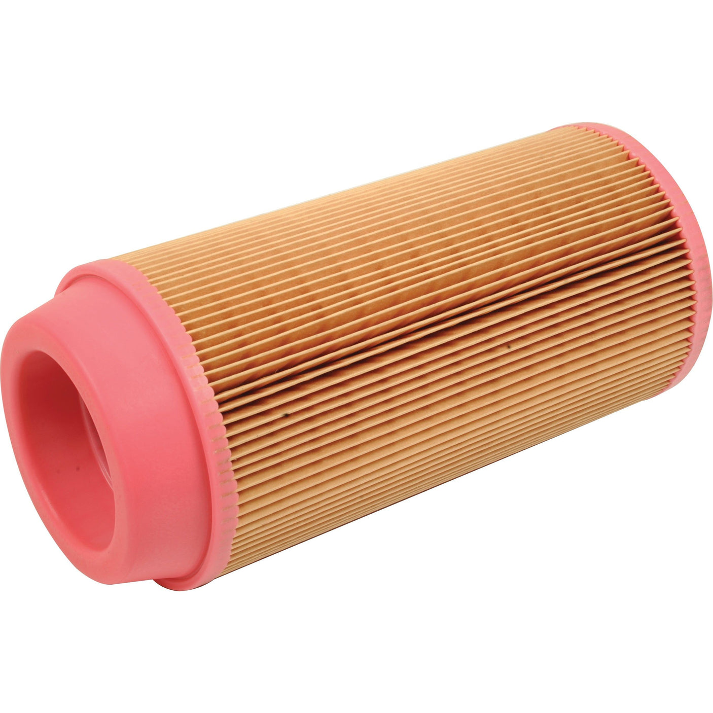 Introducing the Sparex Air Filter - Outer (Part No. S.108867), a cylindrical air filter with pleated paper and pink rubber ends on both sides, specifically designed for optimal performance in Kubota machinery. This high-quality Fleetguard air filter ensures clean airflow and longevity.