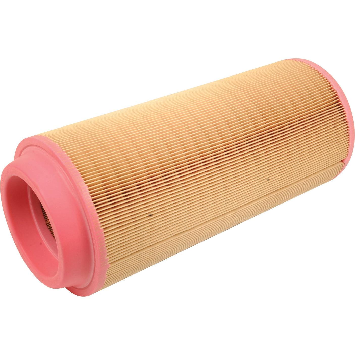 A Sparex Air Filter - Outer - AF26393 (Sparex Part No. S.108871) with pleated paper and pink rubber ends is shown against a white background.