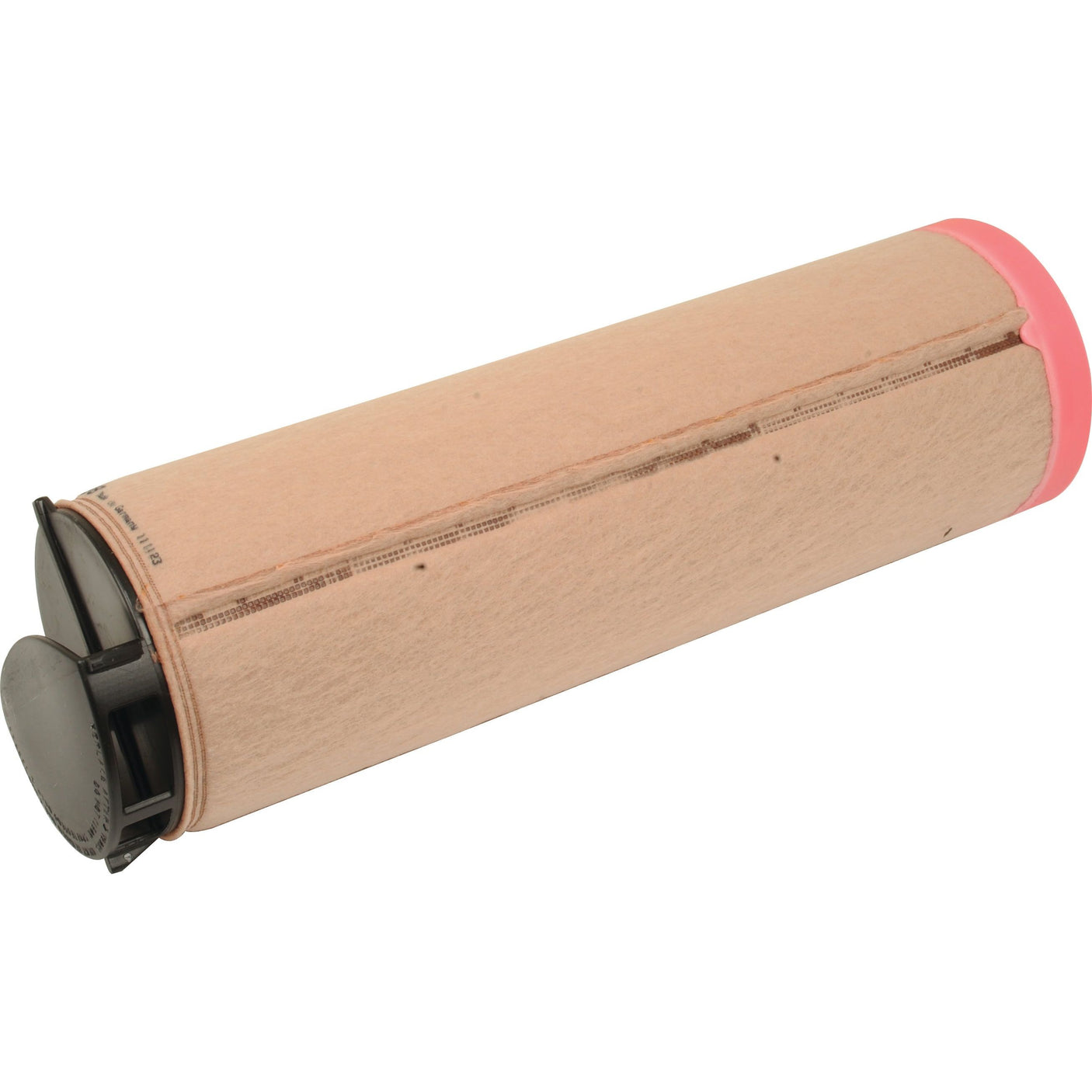 A cylindrical air filter, compatible with Claas DOMINATOR, featuring a brown exterior, black end cap, and pink base. This is the Sparex Air Filter - Inner - AF26398 (Sparex Part No.S.108874).