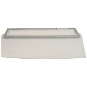 A Cab Filter - AF27859 from Sparex (Part No. S.108890), featuring a rectangular, transparent plastic sheet with a rectangular frame attached at the top, designed for use in Claas COMMANDOR machinery.