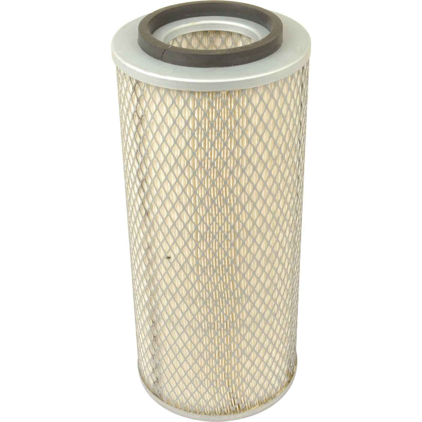 The Air Filter - Outer - AF4135 from Sparex (Part No. S.108904) features a cylindrical design with a metal mesh exterior and circular rubber seals on both the top and bottom edges.