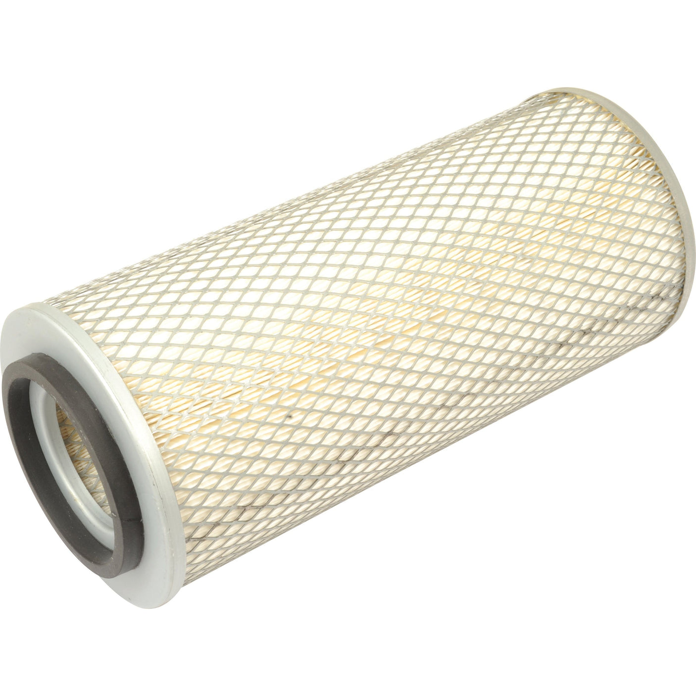 The Sparex Air Filter - Outer (AF4135 | S.108904) features a white mesh outer layer and two white end caps, designed to provide superior filtration for Case IH machinery.