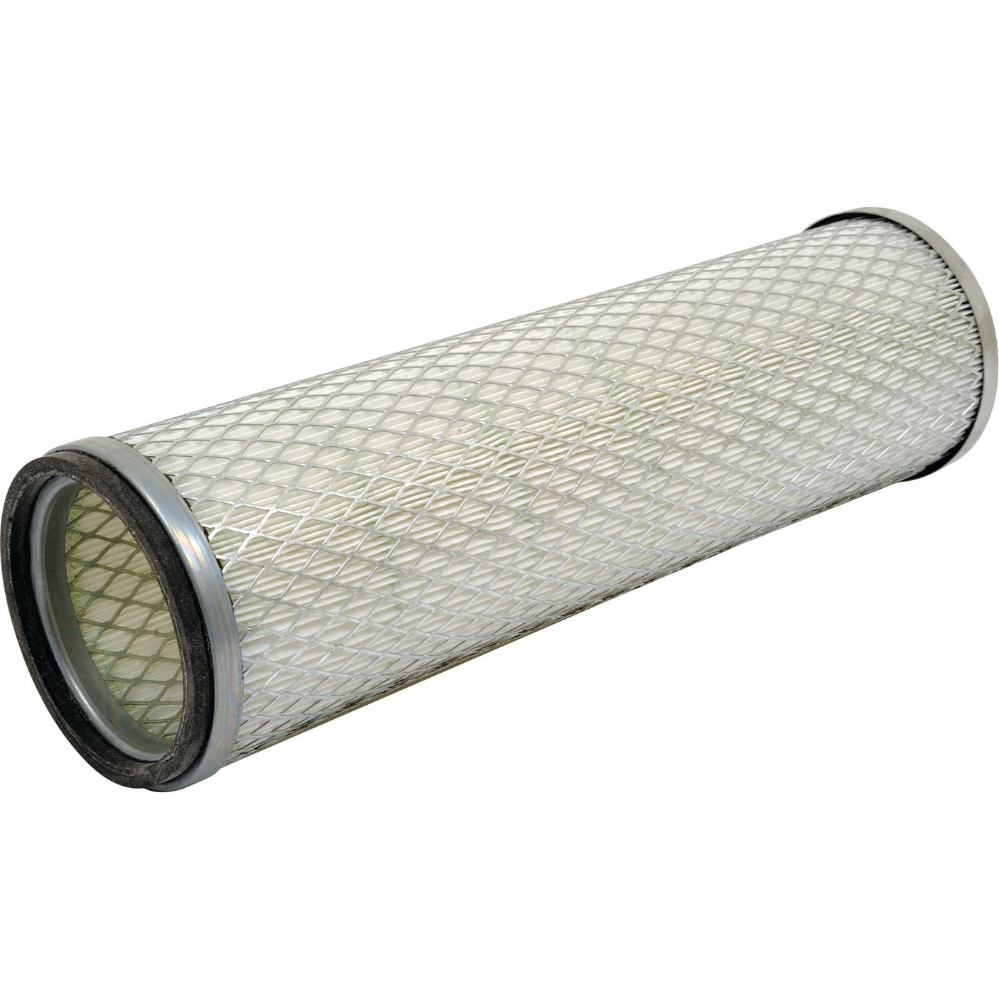 A cylindrical air filter with a metal mesh exterior and rubberized ends, the Sparex Air Filter - Inner - AF4589 (Sparex Part No.S.108917) is perfect for various tractor models.