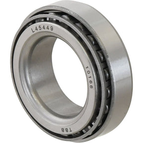A close-up of the Sparex Taper Roller Bearing (LM45449/45410) - S.10892, prominently displaying the markings "L45449" and "10166" etched on its metal cylindrical surface, commonly found in Sparex parts.