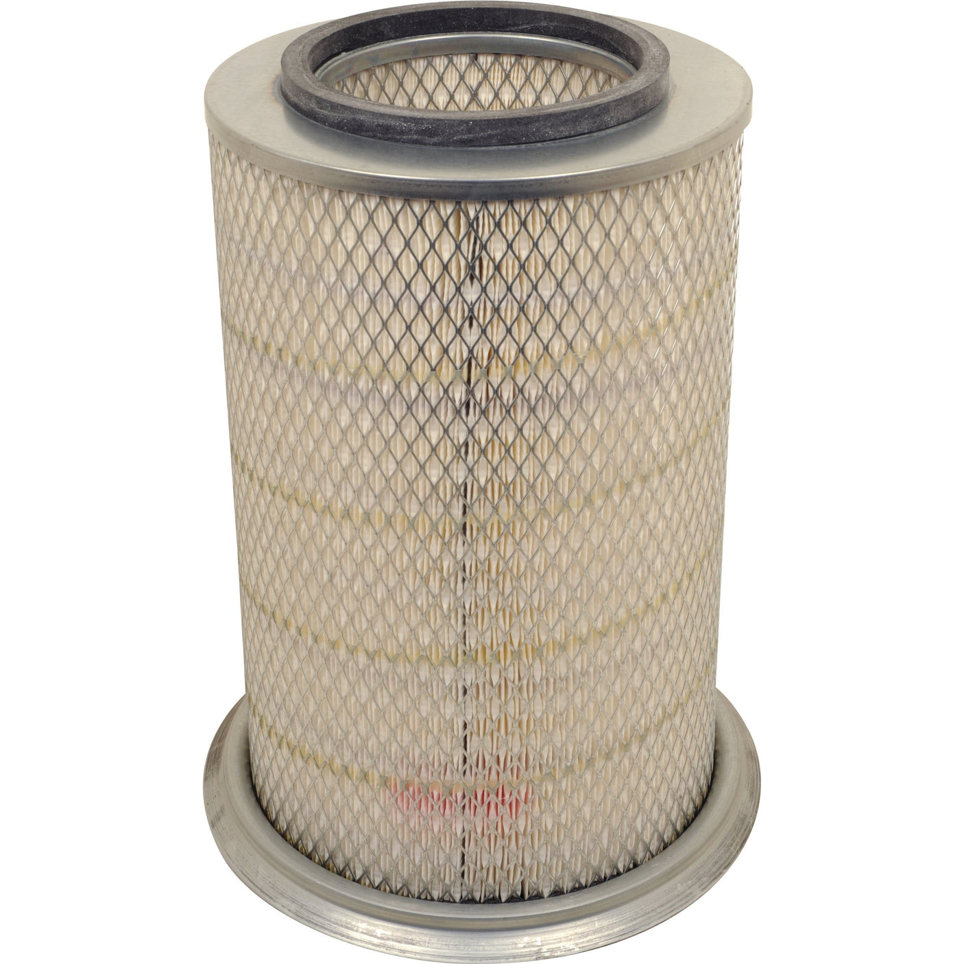 The Sparex Air Filter - Outer - AF4753M (Sparex Part No. S.108933) is a cylindrical industrial air filter featuring a sturdy metal casing, a durable mesh exterior, and reliable rubber seals at both the top and bottom.