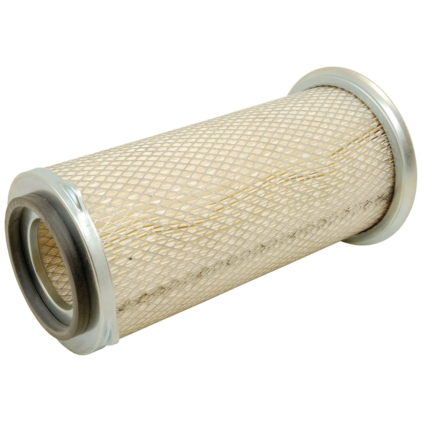 The Sparex Air Filter - Outer - AF4856M (Sparex Part No.S.108948) features a cylindrical design with metal caps and a mesh-covered pleated paper body.