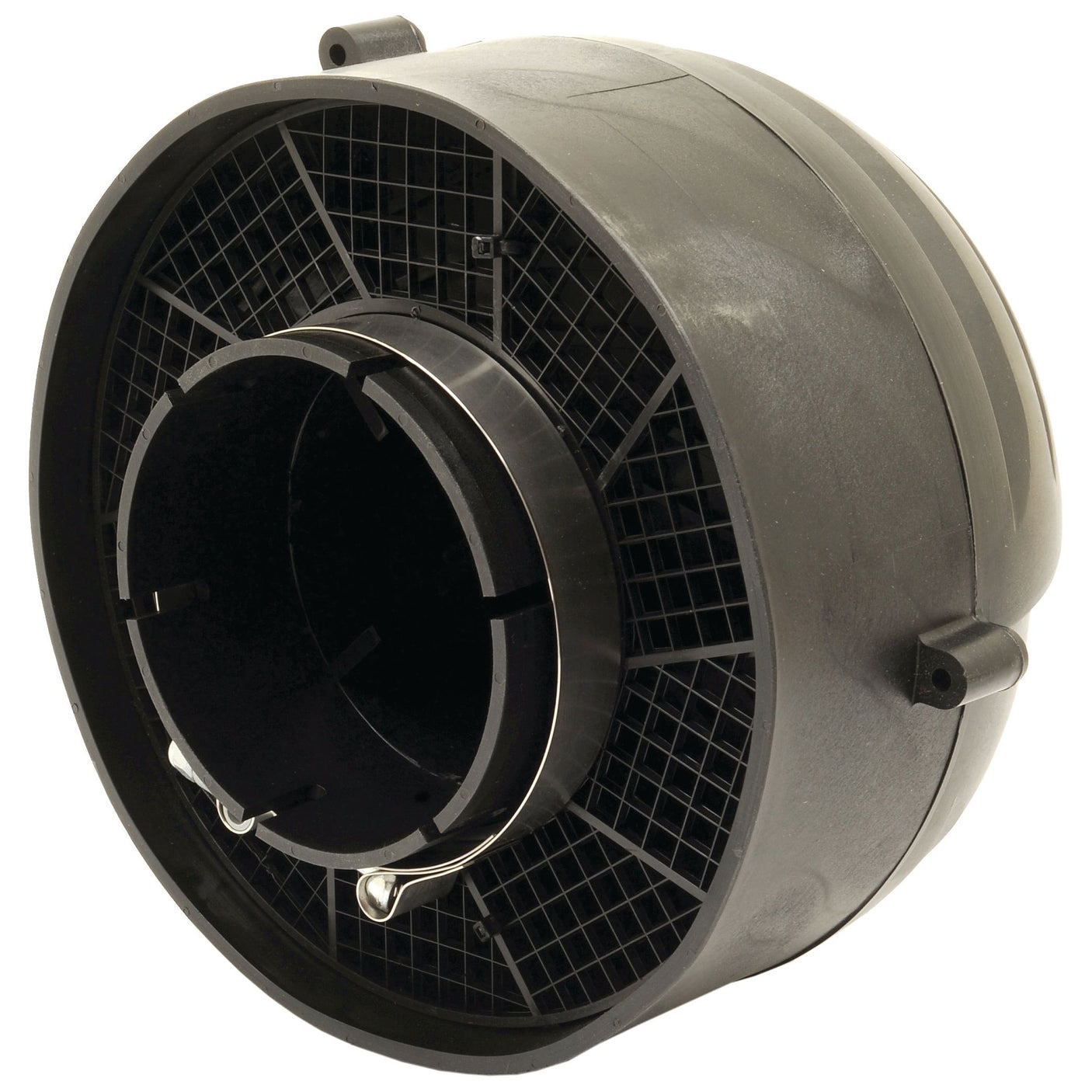 Close-up image of a Fleetguard Pre Cleaner AP8403, branded as Sparex Part No. S.109001, featuring a black cylindrical design with a grid pattern and central opening, suitable for industrial or mechanical use.