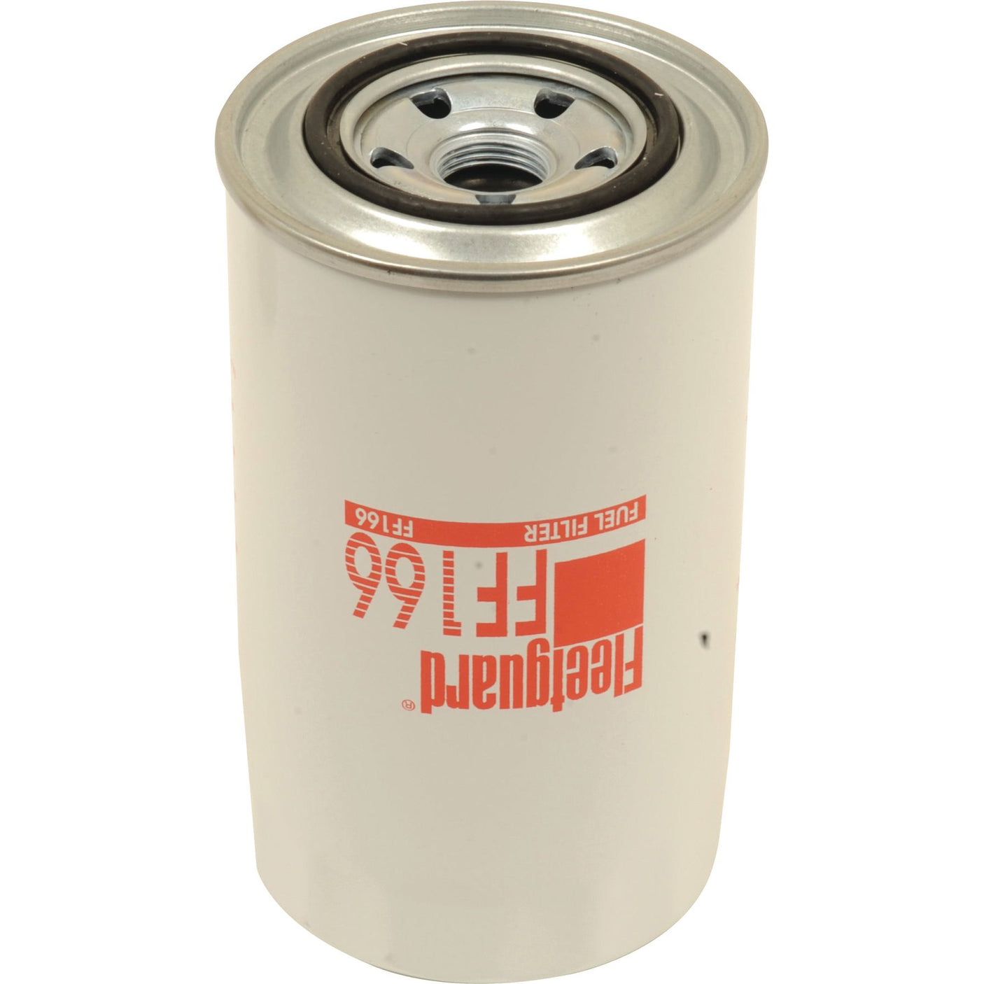 A cylindrical white fuel filter branded with "Sparex" and labeled "Fuel Filter - Spin On - FF166" in red on the side, offering quality comparable to Donaldson Filters P550643.