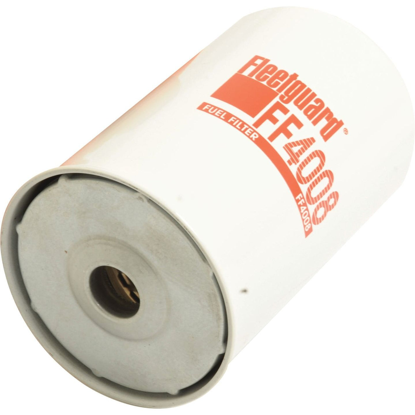 A cylindrical white fuel filter with the label "Sparex Part No. S.109044 - FF4008" printed in red on the side, perfect for ensuring your Massey Ferguson's engine runs smoothly.