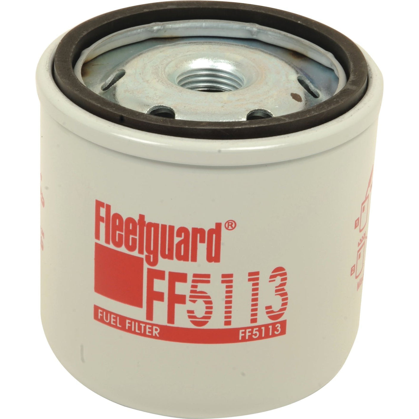 Close-up of a Sparex FF5113 fuel filter (Sparex Part No. S.109067), displaying the brand name and model number in red on a white cylindrical body, ideal for Deutz-Fahr AGROPLUS machines.