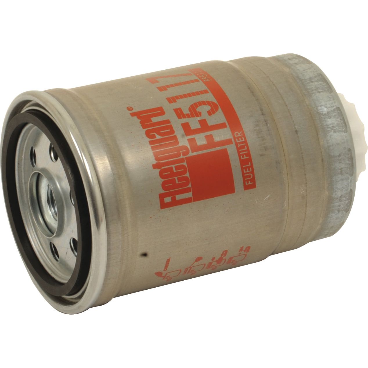 A cylindrical Sparex Fuel Filter - Spin On - FF5117 with a metallic finish and red lettering, designed for use in automotive engines.