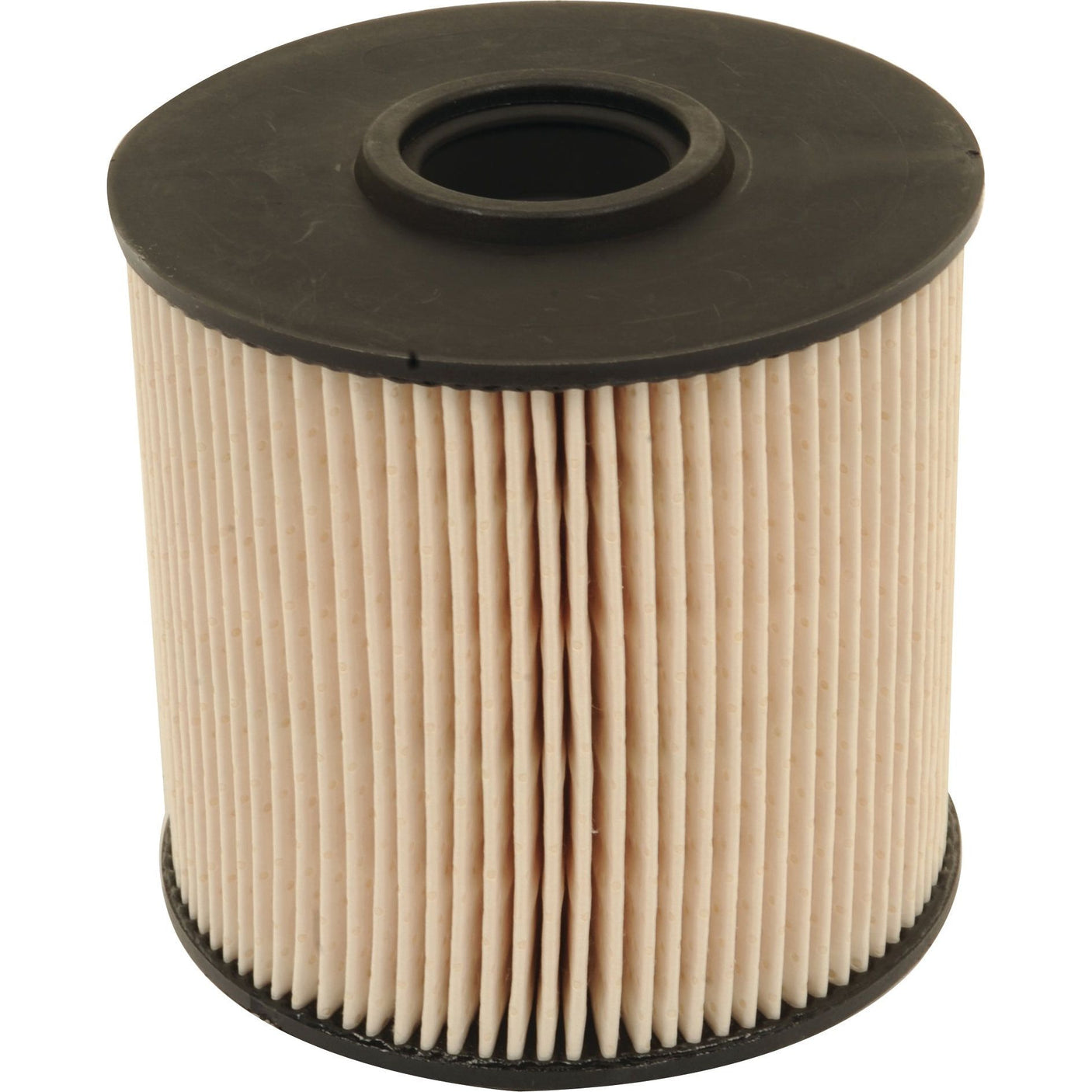 A cylindrical air filter with pleated paper material and black rubber ends, similar to the Sparex Fuel Filter - Element - FF5380 (Sparex Part No. S.109083).