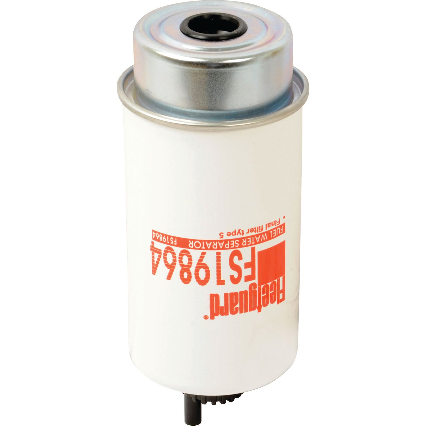 A Sparex Fuel Separator - Spin On - FS19864 (Sparex Part No. S.109170), featuring a Micron Rating of 5 for superior performance in fuel and water separation, shown in an upright position with product labeling visible.