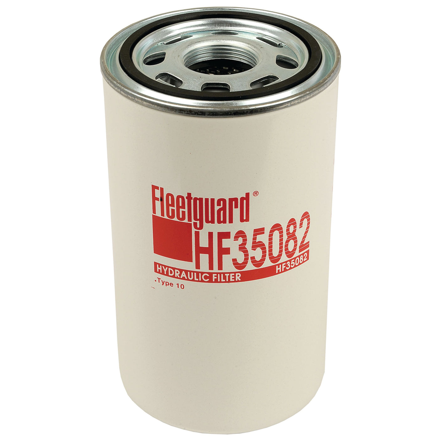 The Sparex Hydraulic Filter - Spin On - HF35082 (Sparex Part No. S.109231) ensures superior performance with its metal end caps and distinctive white exterior labeled "Type 10." This model also features a BSP thread for easy installation.