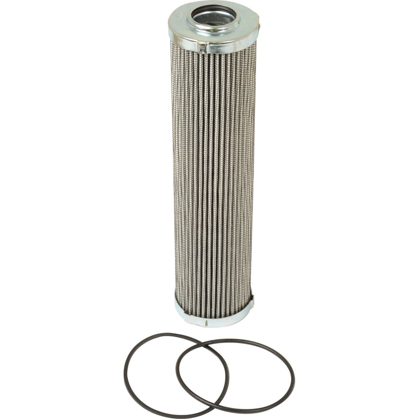 The Sparex Hydraulic Filter - Element - HF35327 (Sparex Part No. S.109254), featuring a cylindrical metal mesh design and equipped with two black rubber O-rings, is essential for any John Deere tractor.