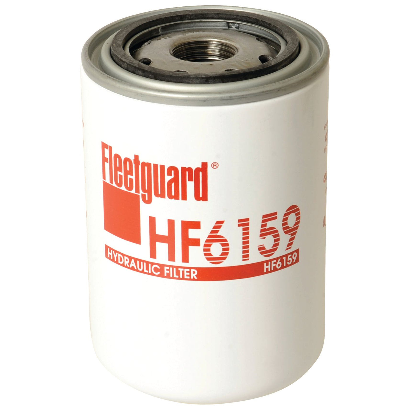 A white Sparex hydraulic filter - spin on HF6159 (Sparex Part No. S.109293) with red text and branding, used for filtering hydraulic fluids in Claas SCORPION machinery.