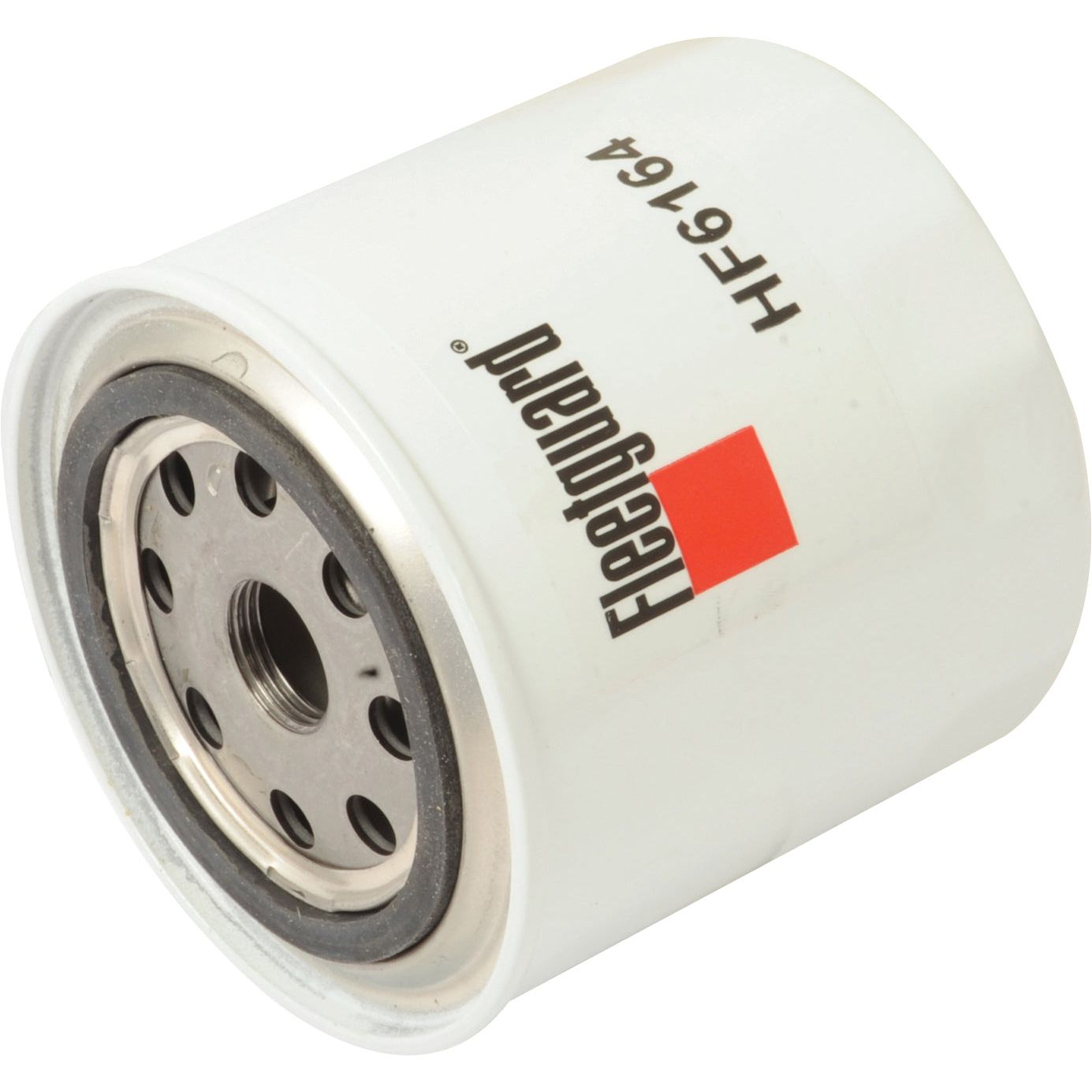 Image of the Sparex Hydraulic Filter - Spin On - HF6164 (Sparex Part No.S.109295), ideal for John Deere machinery, showcasing its white cylindrical body and metal top with multiple holes for connectivity.