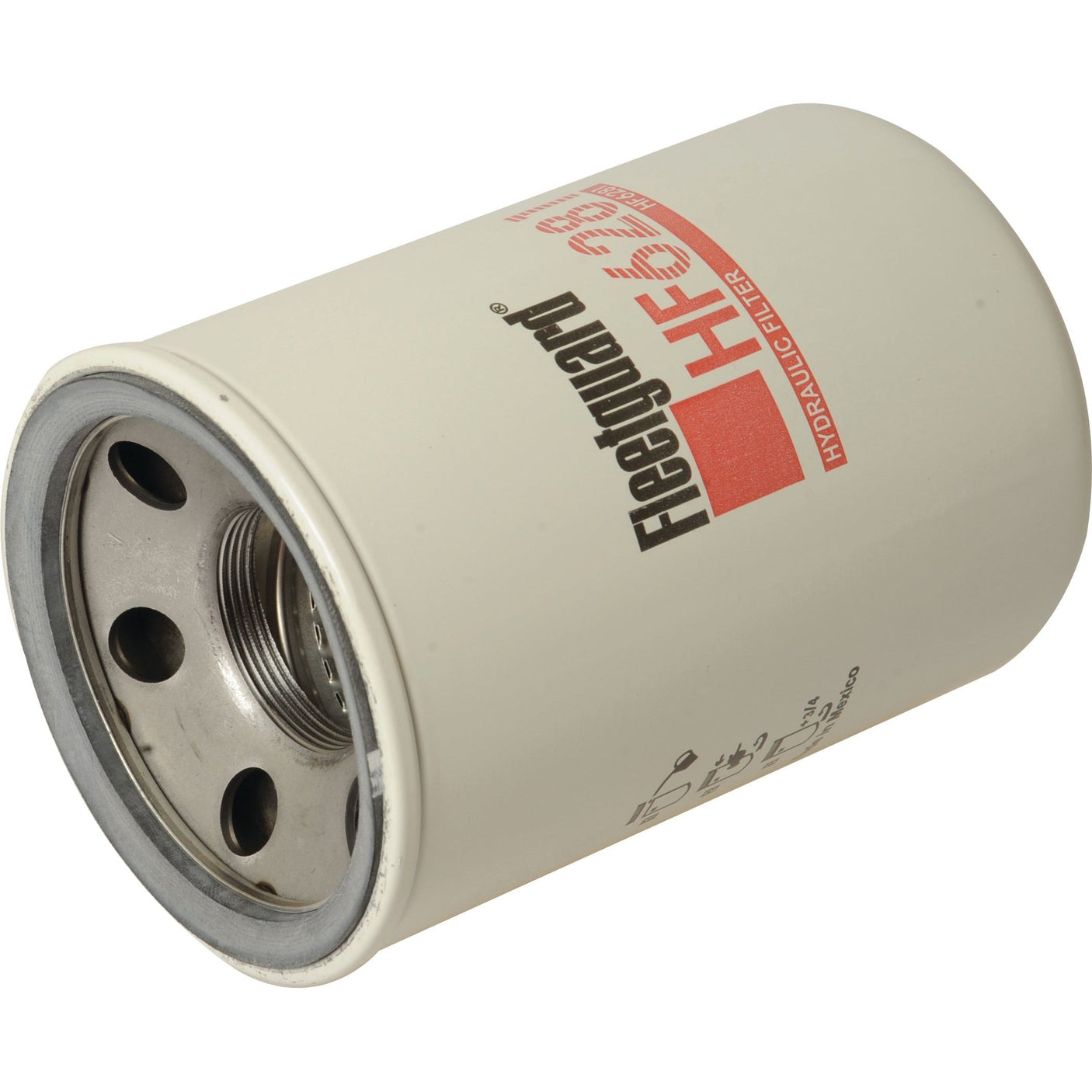 A cylindrical hydraulic filter labeled "Sparex S.109310" with a metal base and multiple holes for installation, similar in function to the Fleetguard HF6281.