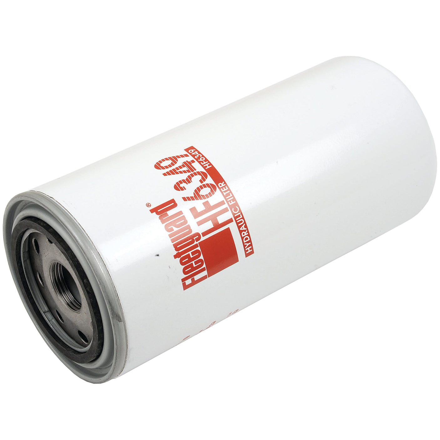 A cylindrical white hydraulic filter with "Sparex HF6349" printed in red on the side.