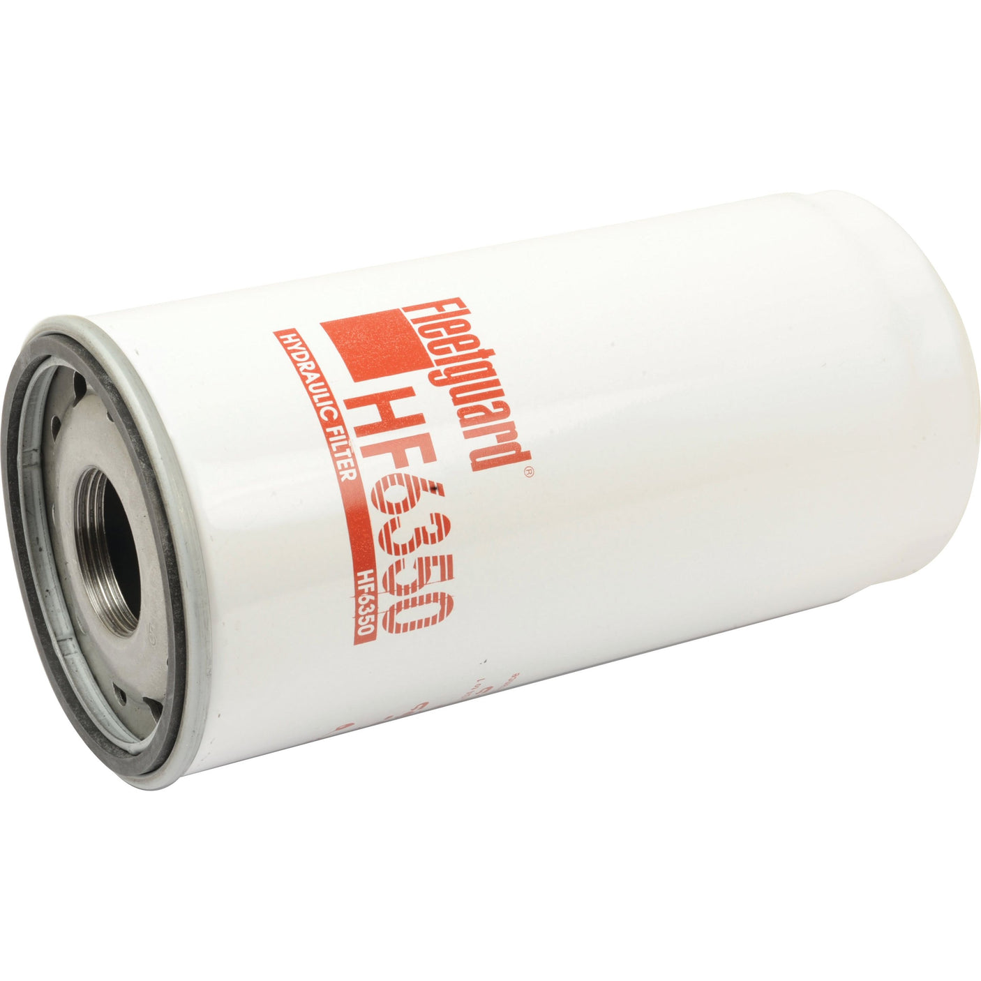 A white cylindrical hydraulic filter with the text "Hydraulic Filter - Spin On - HF6350" labeled on its side, perfect for Deutz-Fahr machinery, available under Sparex Part No. S.109316 from Sparex.