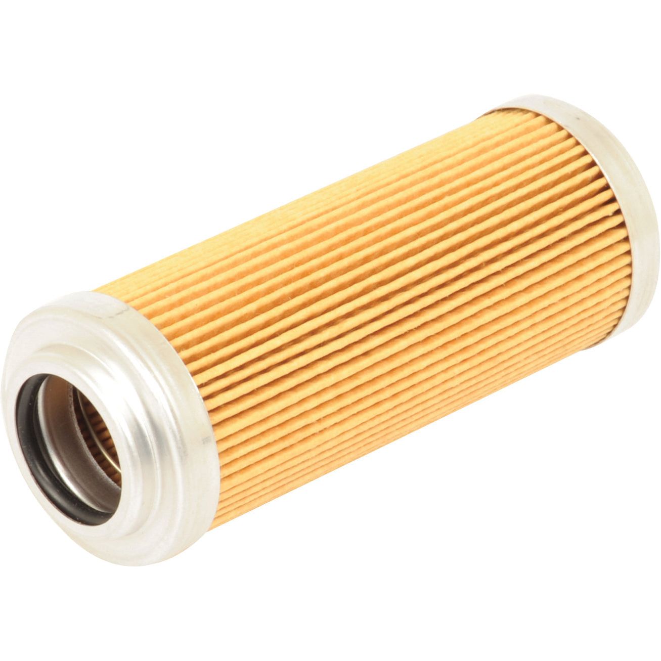 A Sparex Hydraulic Filter - Element - HF6369 (Sparex Part No. S.109318) is a cylindrical pleated paper filter with metal end caps, commonly used in Massey Ferguson tractor parts and other machinery, such as Fleetguard Hydraulic Filters.