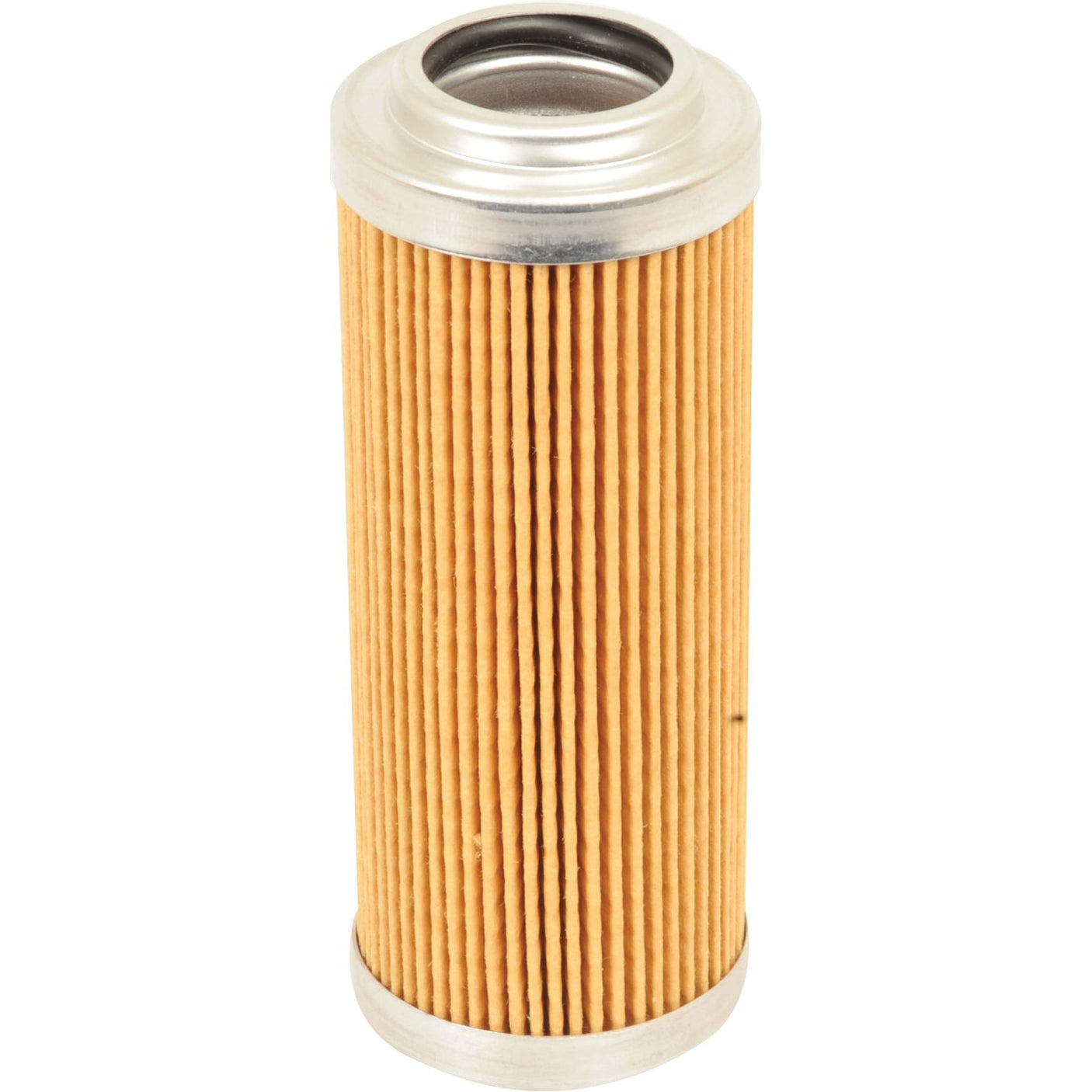 A cylindrical pleated air filter with metal caps on both ends, perfect for use as a Sparex Hydraulic Filter - Element - HF6369 (Sparex Part No. S.109318).