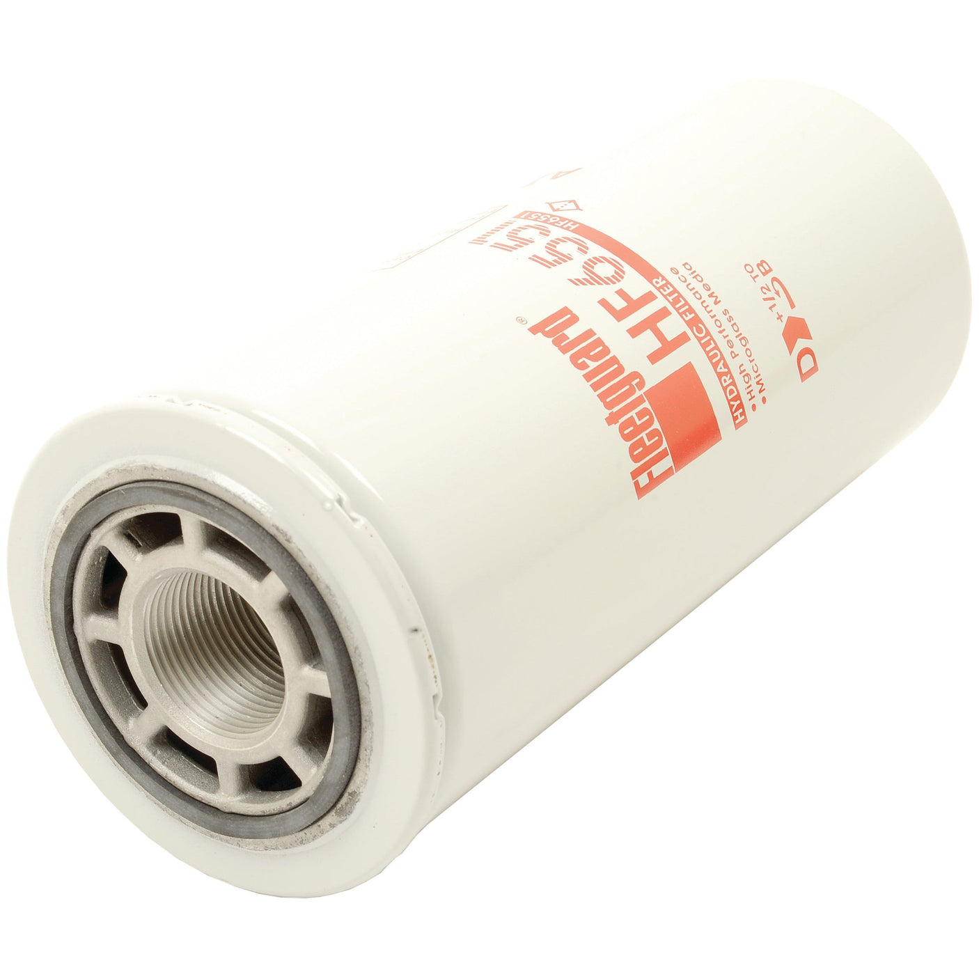 A cylindrical white hydraulic filter with the label "Sparex HF6551" printed in red and black text on its side, compatible with LEXION machinery.