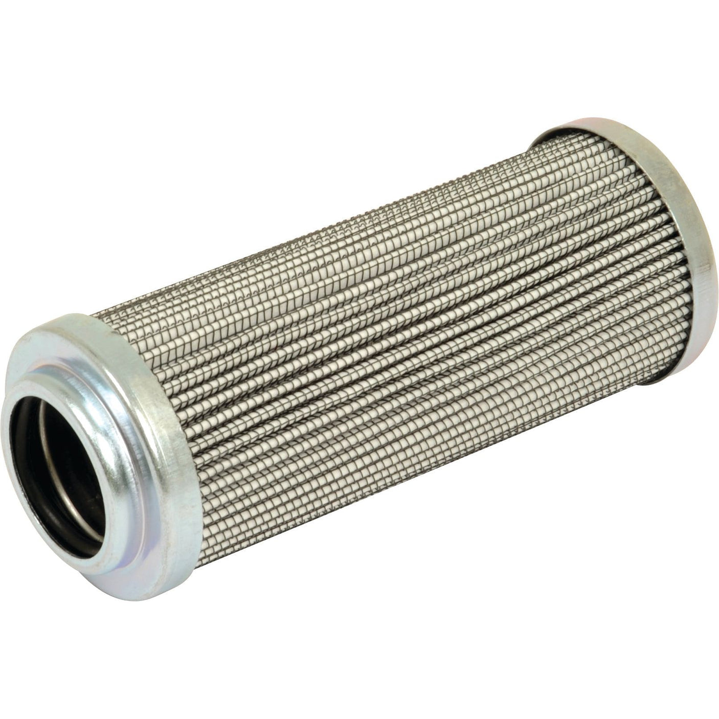 A cylindrical metal filter with a ribbed texture, featuring a silver-colored frame on both ends, is essential for fluid filtering applications. Commonly known as the Sparex hydraulic filter HF30707 (Sparex Part No. S.109356), it ensures optimal performance and reliability in diverse environments.