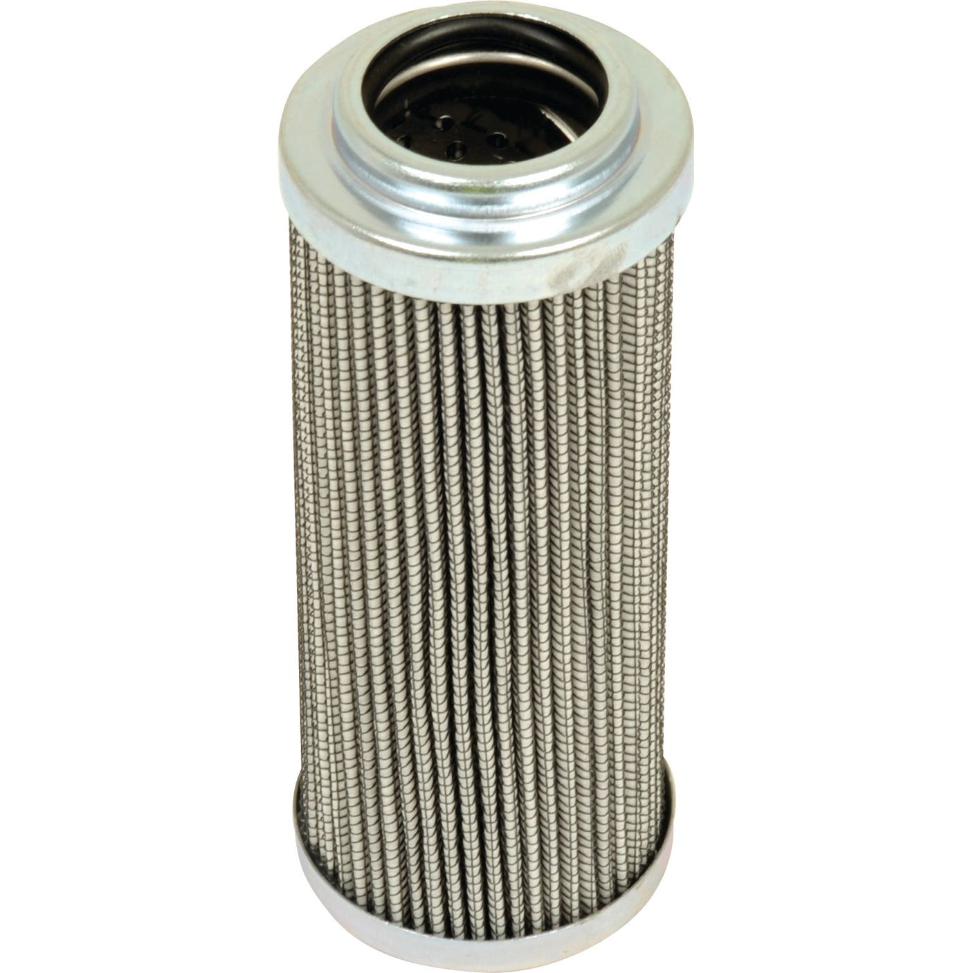 The Hydraulic Filter - Element - HF30707, also known as Sparex Part No. S.109356, features a cylindrical design with pleated wire mesh and metal end caps. This specific filter is designed for use in Fleetguard hydraulic systems and Massey Ferguson machinery by the brand Sparex.