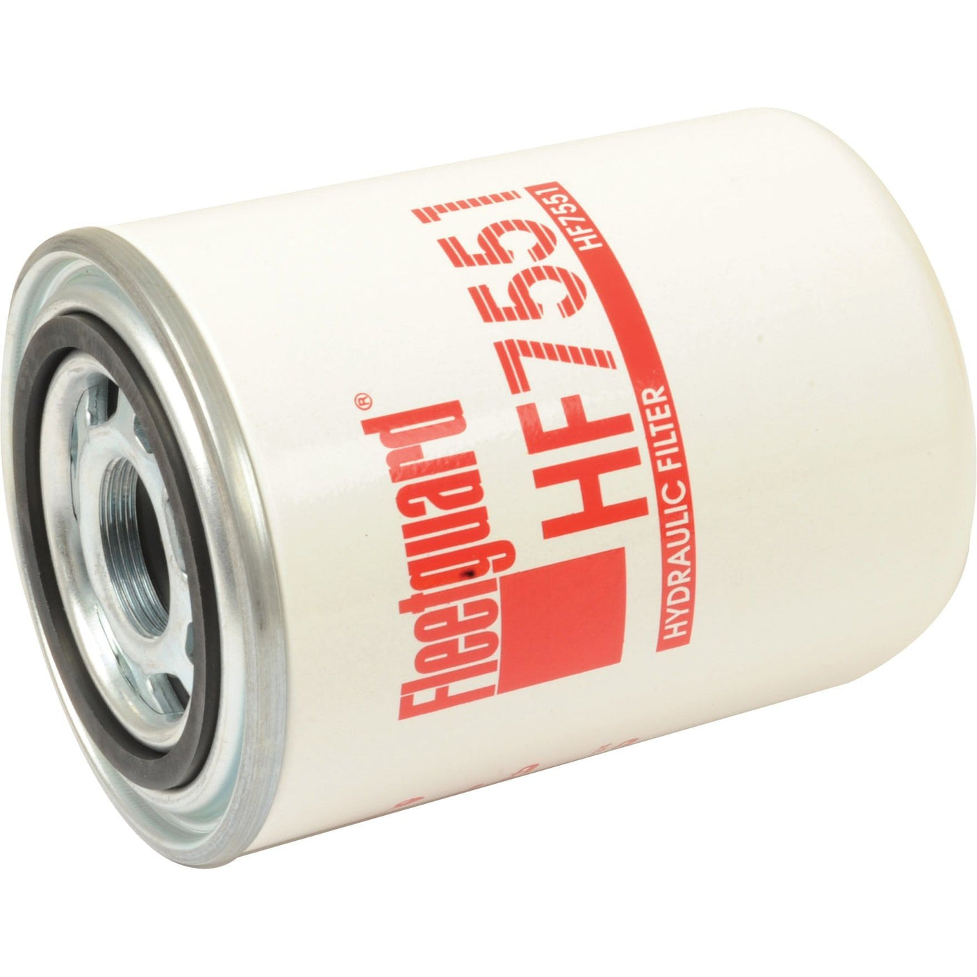 A cylindrical white Sparex HF7551 hydraulic filter with red and black text, featuring the logo and model number, compatible with Kubota, comes under Sparex Part No. S.109360.