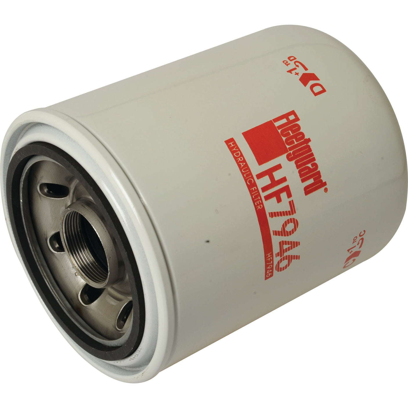 A Sparex hydraulic filter, Spin On model HF7946, with a white exterior casing and a red label displaying "Sparex S.109366." The filter features metallic threaded connections at one end.